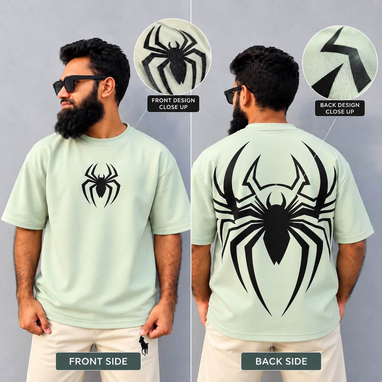 Trendy Premium Drop Shoulder T-Shirt Spider08 ( Yellow Green Colour)